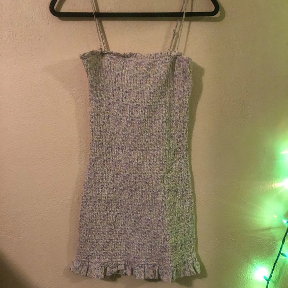 storia 100% cotton smocked floral mini dress - Picture 2 of 4